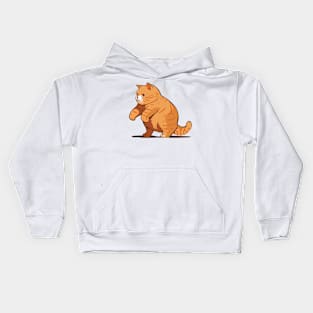 Orange Cat Exercising Design Kids Hoodie